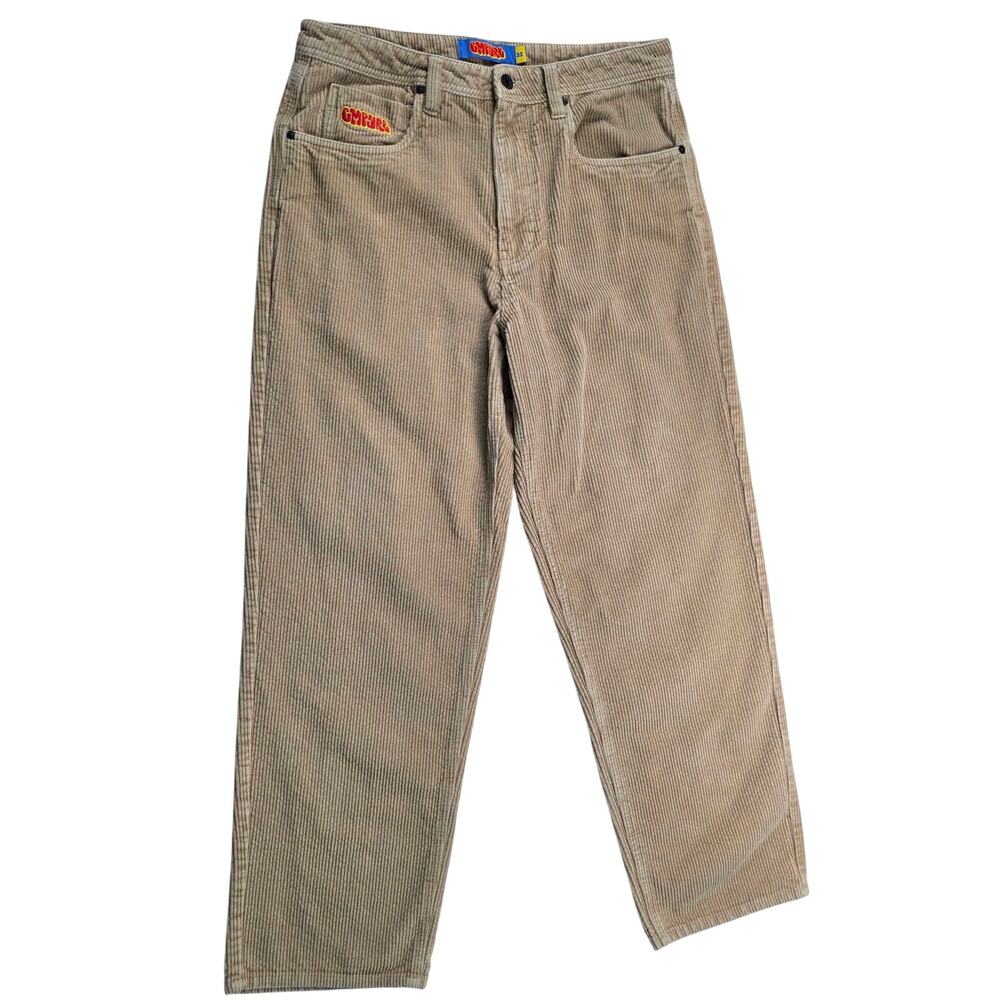 Empyre Corduroy Pants Mens 32 Beige Baggy Skater Y2K Wide Leg Pants
